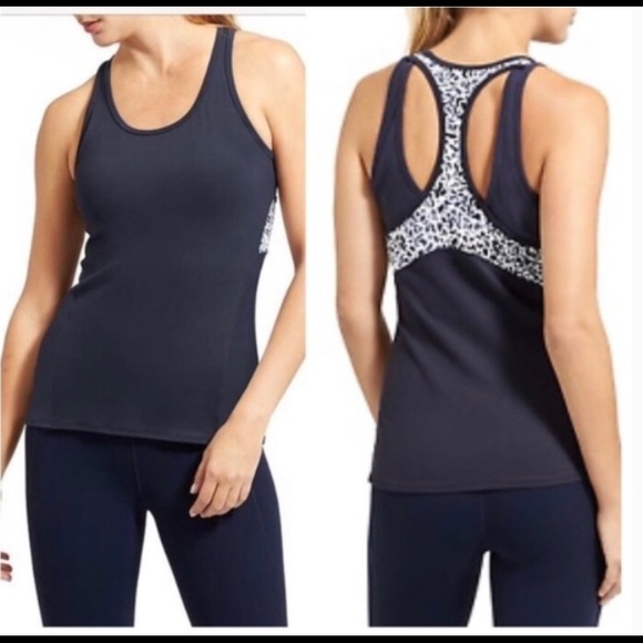 Athleta Tops - Athleta Mix Inversion Tank Navy Animal Print NWT S